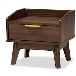 Baxton Studio - Lena Mid-Century Modern Finished 1-Drawer Wood Nightstand - Walnut