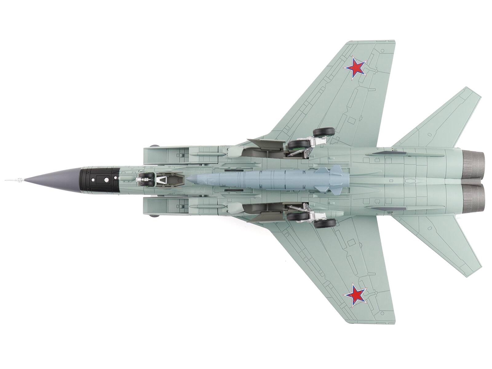 Alt View 1. Hobby Master - Mikoyan MIG-31K Foxhound D Interceptor Aircraft "Long Range Aviation Command" Russian Air Force "Air Power Series" 1/72 - Grey.