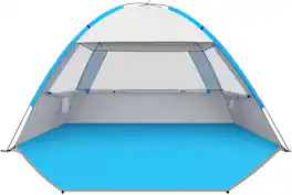 Loheer - Beach Tent Sun Shelter for 4-5 Person UPF 50+ UV Protection Easy Setup Portable Canopy - Blue