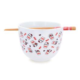 Silver Buffalo - Sanrio Hello Kitty x Nissin Cup Noodles Ceramic Ramen Bowl and Chopstick Set - Red