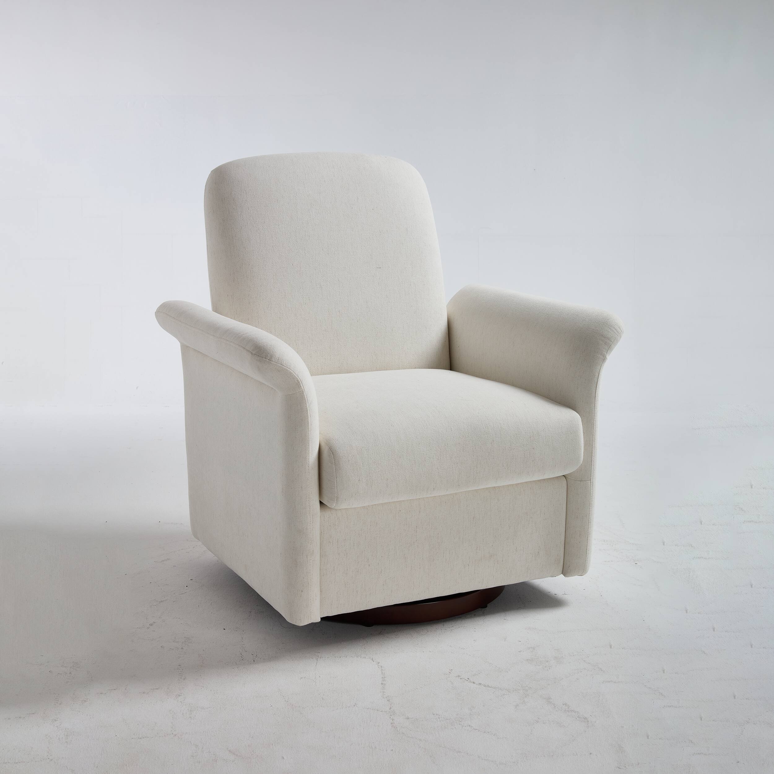 Angle. Lirago - 33" Wide Cream Swivel Accent Chair for Bedroom Office Reading - Cream.