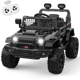 Jojoka - Ride on Truck, Kids Electric Vehicles with Remote Control, Lights, Bluetooth, 2 Speeds - Black