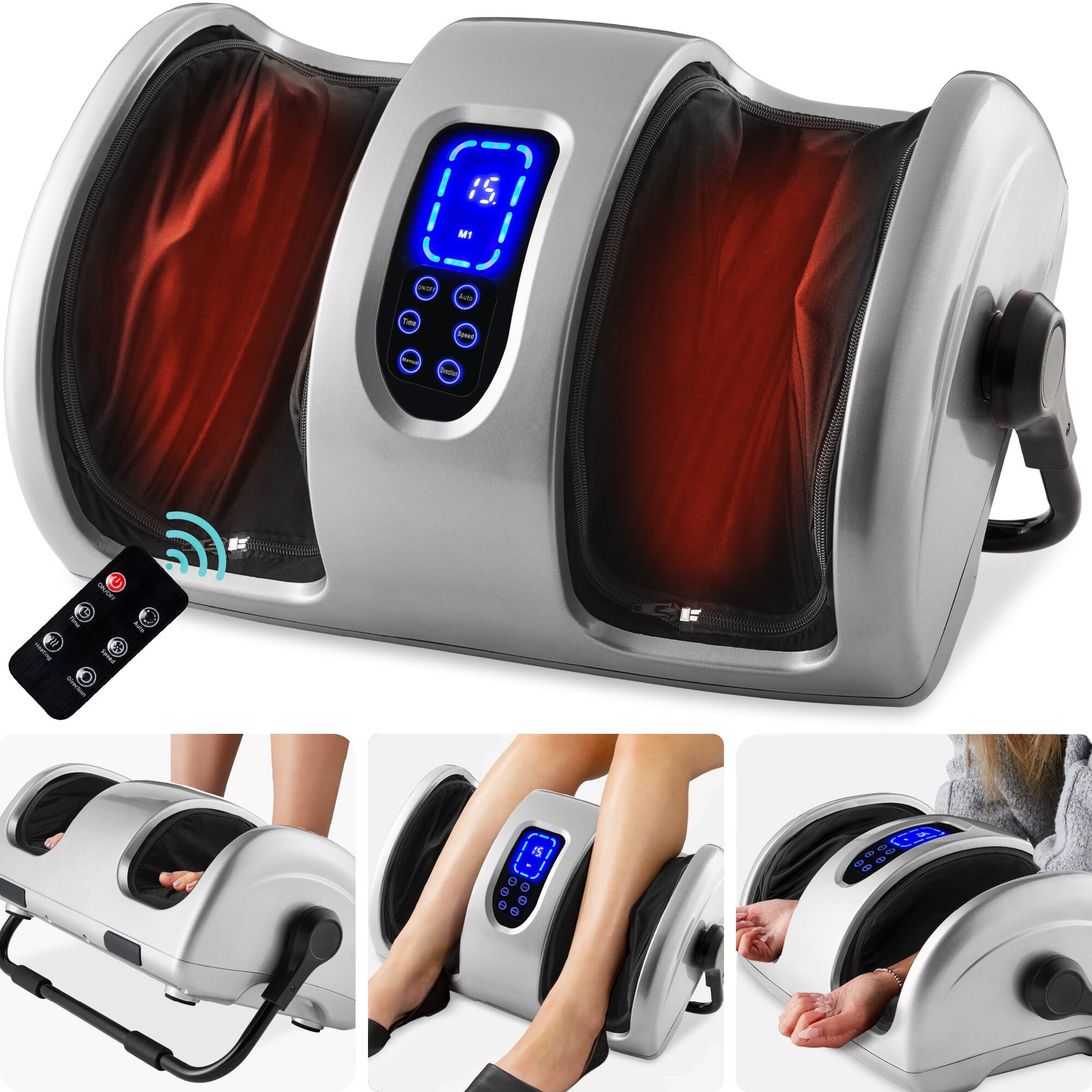 Best Choice Products - Foot Massager Machine, Therapeutic Reflexology Massager w/ High-Intensity Rollers - Silver