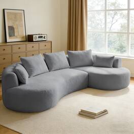 Dyonery - 122"Curved Modular Sectional Sofa,Comfy Couch with Chaise Lounge,with Deep Seat,lamb fleece Upholstered Seating - Dray