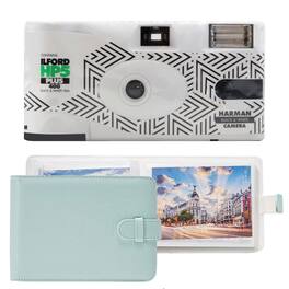 Ilford - HP5 Plus Black & White Single-Use Film Camera 35mm Roll, 27 Exp, 6" 40 Pockets PU Leather Photo Album 4x6" 80 Photos
