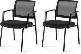AOITUN - Mesh Back Stacking Arm Chairs Set of 2,Upholstered for Comfortable Daily Use - Black