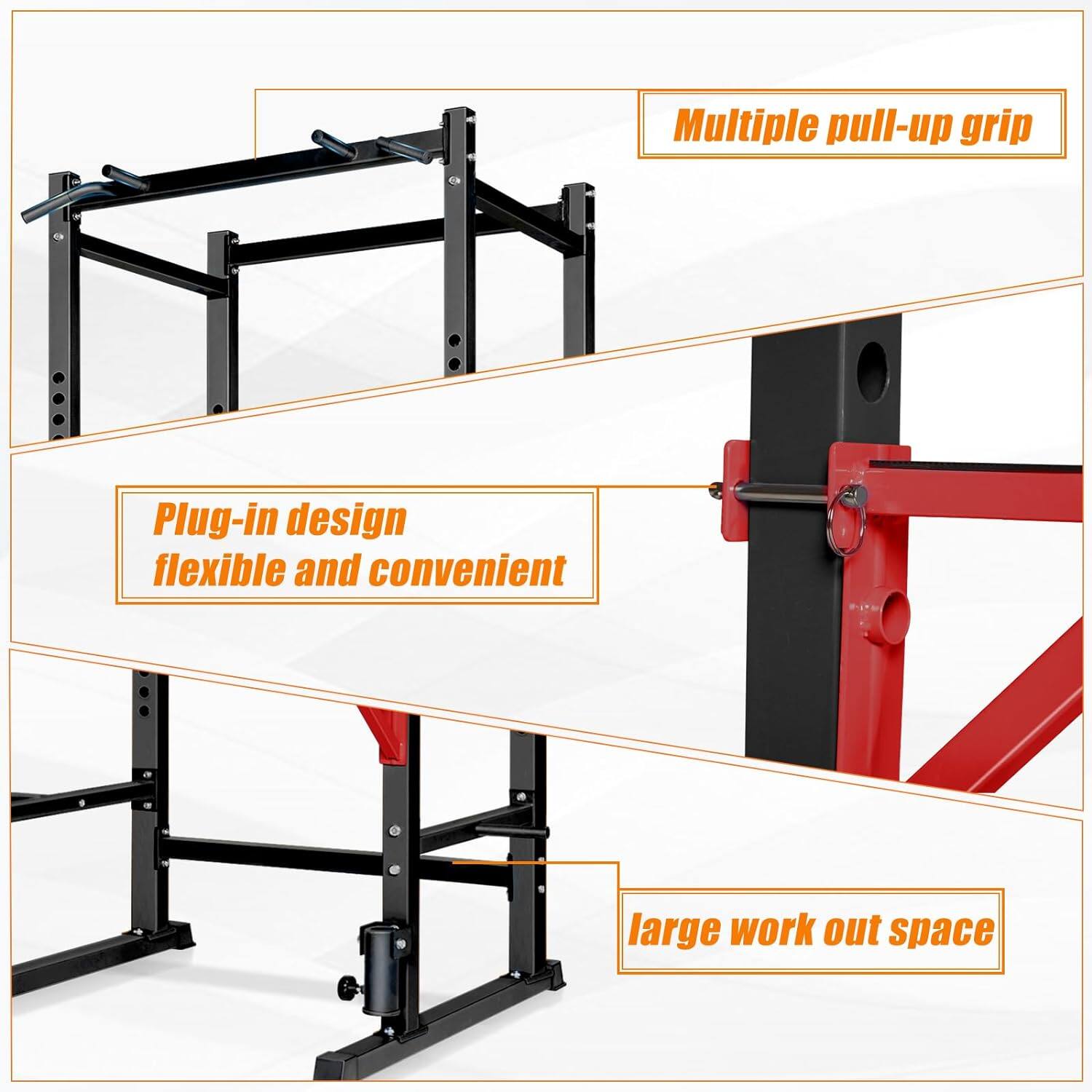 Multiple pull-up grip

Plug-in design  
flexible and convenient

large work out space