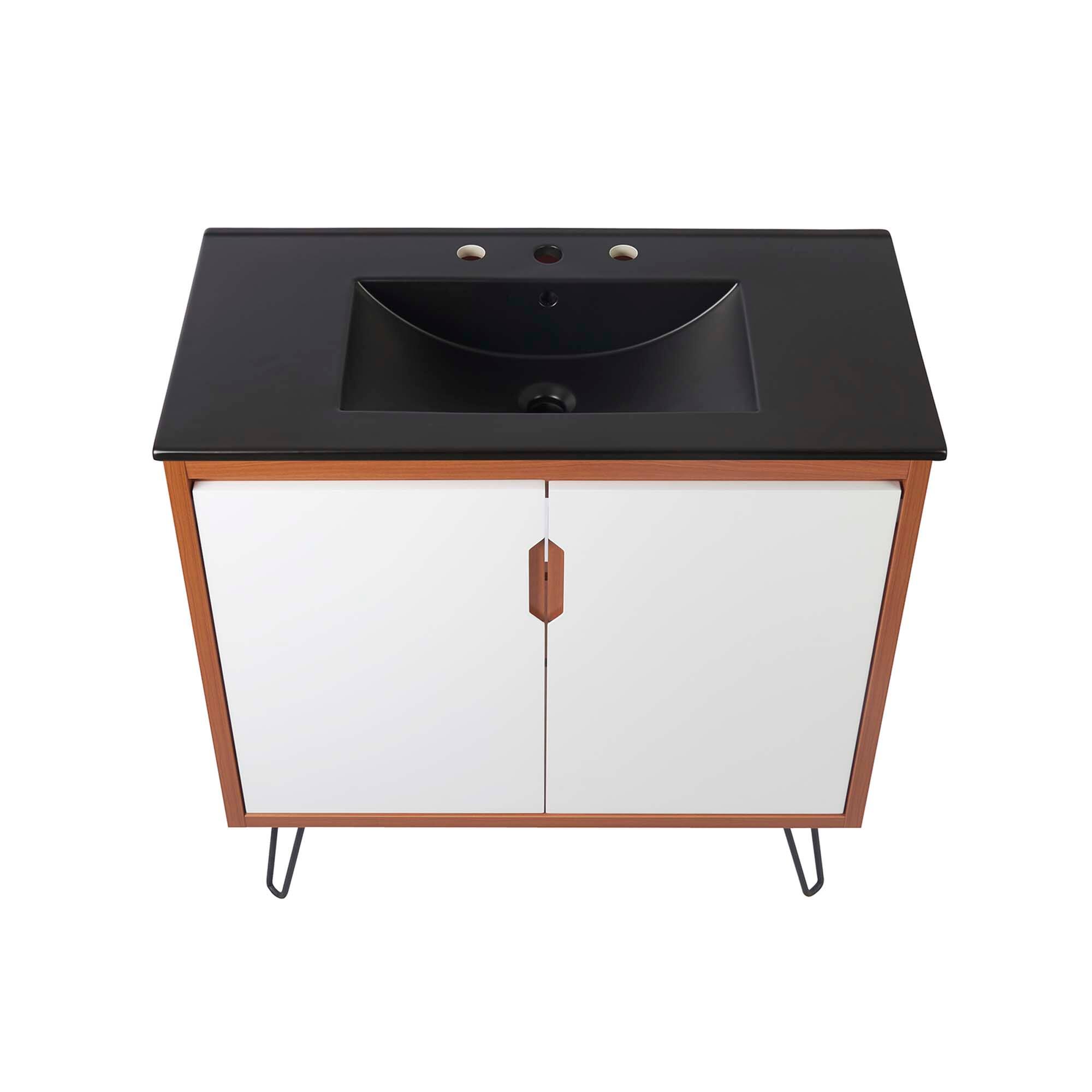 Alt View 4. Modway - Energize Bathroom Vanity Basin Included by Modway - Cherry White Black.