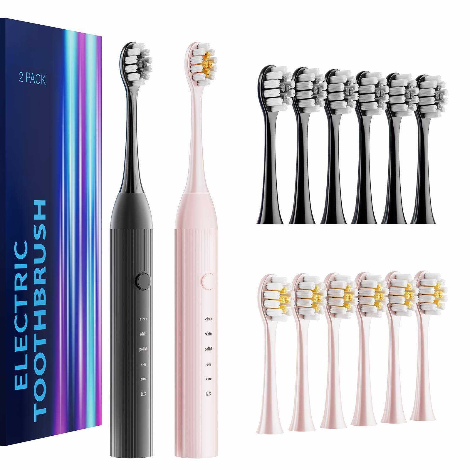 2 PACK  
ELECTRIC TOOTHBRUSH  

clean  
white  
polish  
soft  
care  

clean  
white  
polish  
soft  
care