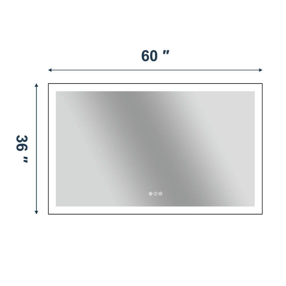 Angle. Kadyn - 60x36 Inch Oversized Rectangle LED Bathroom Mirror with Black Metal Frame - Black.