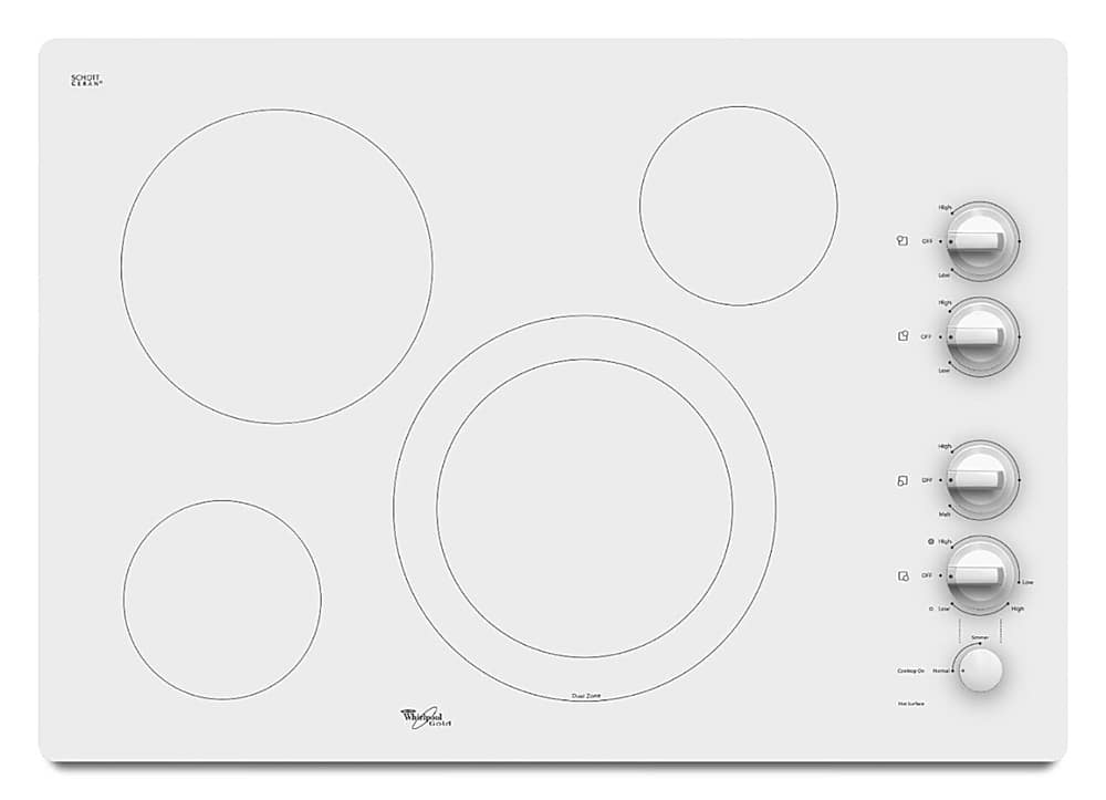 Front. Whirlpool - 30" Built-In Electric Cooktop - White.