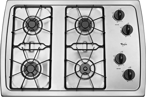 Whirlpool - 30" Built-In Gas Cooktop - Stainless/Stainless look