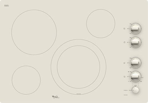 Front Standard. Whirlpool - 30" Built-In Electric Cooktop - Pure Biscuit.