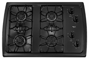 Whirlpool - 30" Built-In Gas Cooktop - Black - Front_Zoom