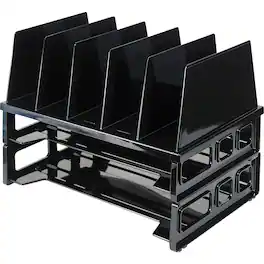 Officemate - Sorter with Letter Trays 5 Compartment s Desktop Stackable 1 / Pack - Black