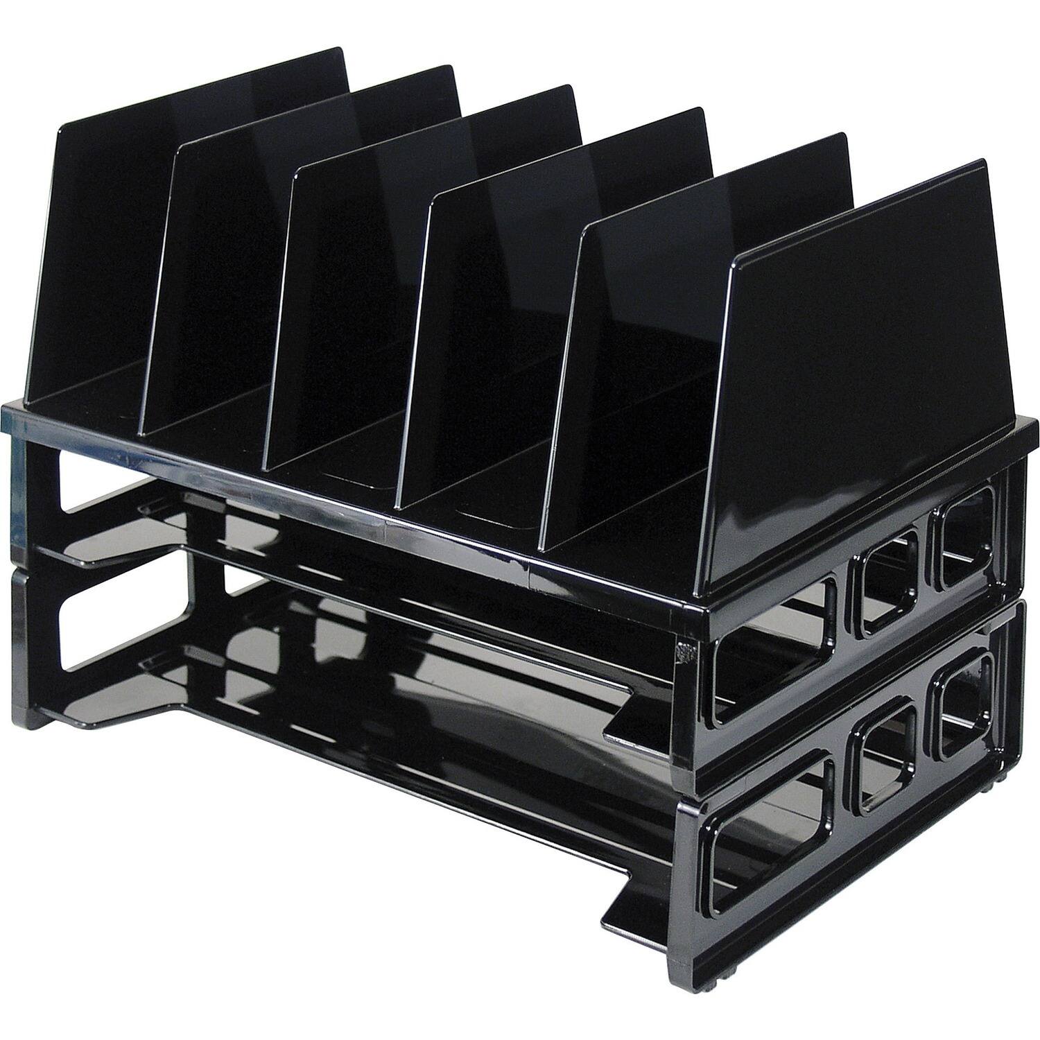 Front. Officemate - Officemate Sorter with Letter Trays 5 Compartment s Desktop Stackable Black 1 / Pack - Black.