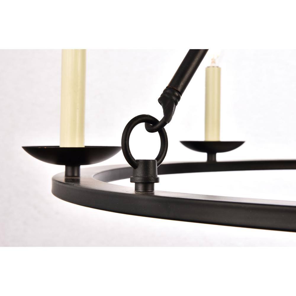Left. Living District - Maine Collection Chandelier D32.4 H23.25 Lt:6 Black Finish - Black.