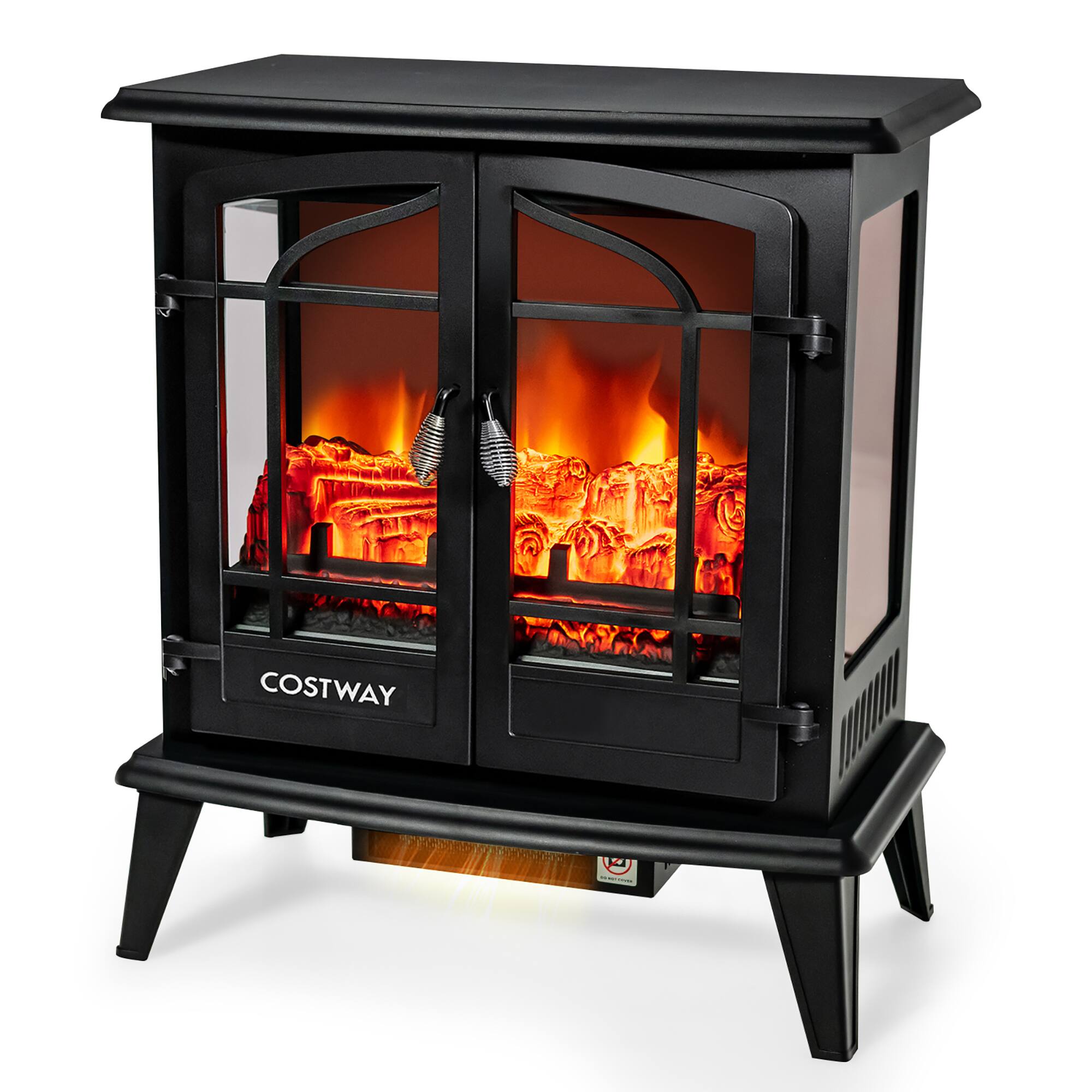 Alt View 10. Costway - Costway 25" Freestanding Electric Fireplace Heater Stove W/ Realistic Flame effect 1400W - Black.