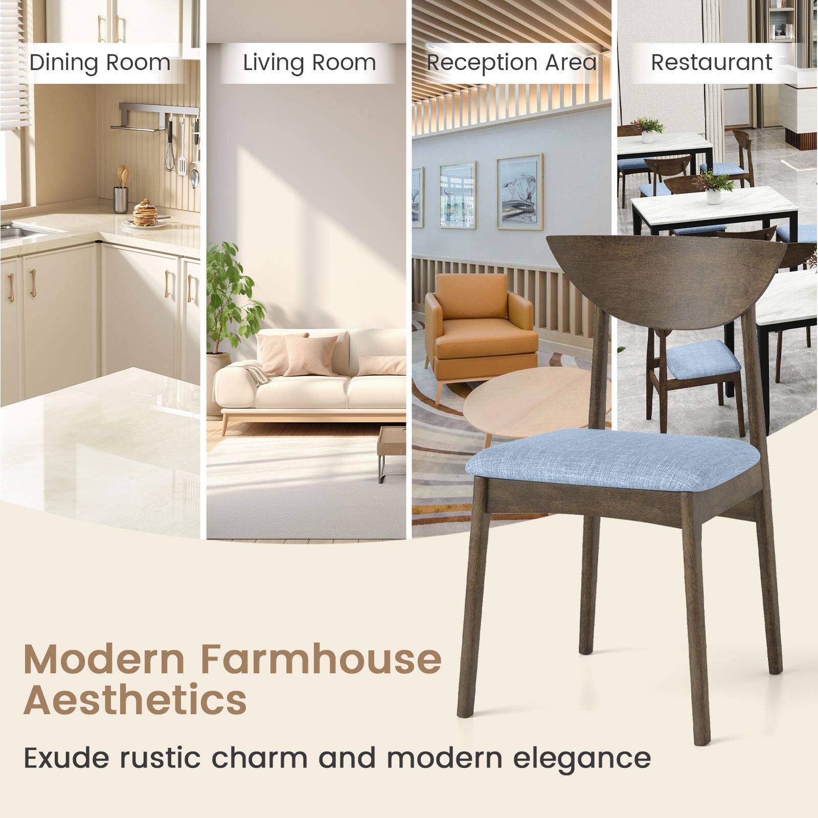 Dining Room  
Living Room  
Reception Area  
Restaurant  

Modern Farmhouse Aesthetics  
Exude rustic charm and modern elegance