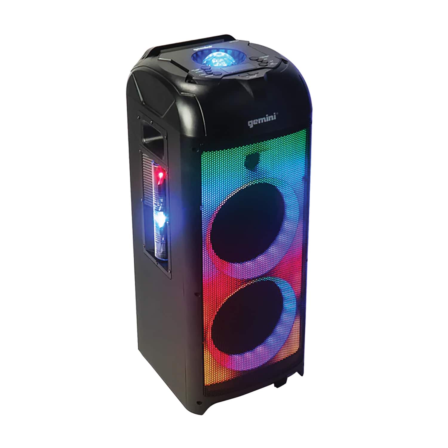 Gemini - GPLT-360 GPLT Series 360deg Portable Bluetooth True Wireless Speaker System with LED Lights, Microphone - Black