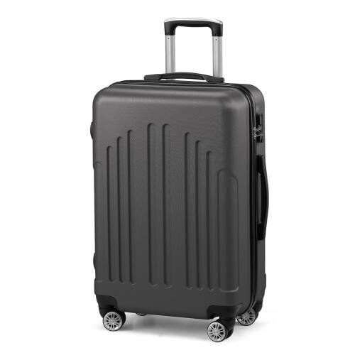 Alt View 1. Winado - 24" Checked Luggage Trolley Case ABS Hardside Medium Suitcase with Double Spinner Wheels & TSA Lock for Travel Business - Dark Gray.