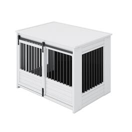 New Age Pet - ECOFLEX Barn Door Dog Crate End Table - Antique White Large