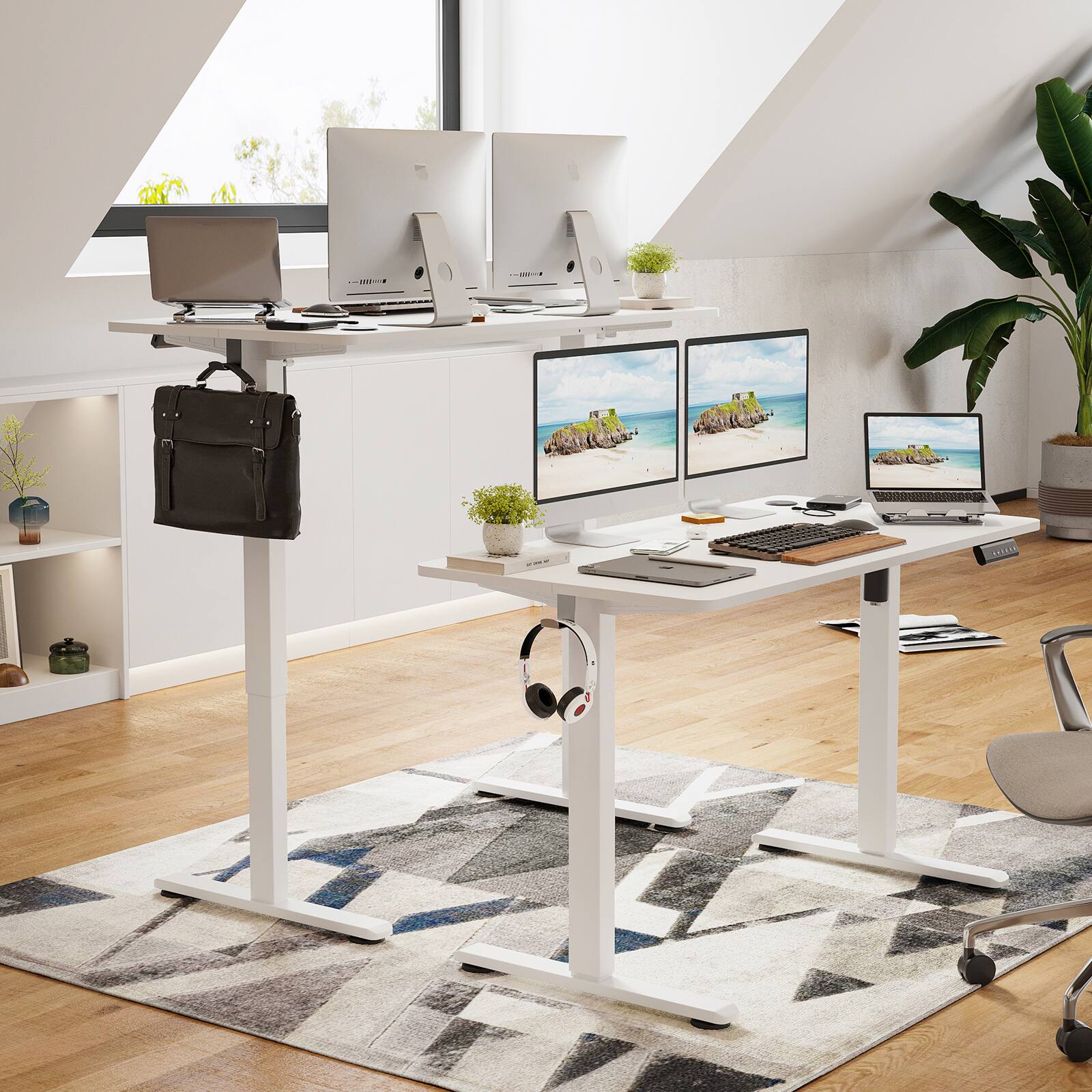 Angle. APRILSOUL - Electric Standing Desk Adjustable Height Sit Stand Home Office Desk with Splice Board - White.