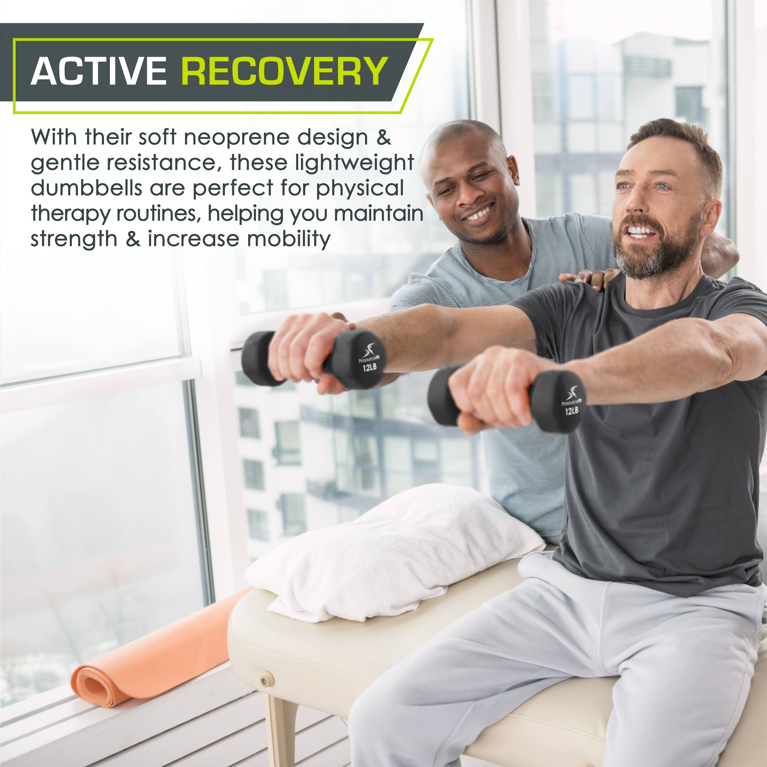 ACTIVE RECOVERY

With their soft neoprene design & gentle resistance, these lightweight dumbbells are perfect for physical therapy routines, helping you maintain strength & increase mobility

R 1218 N 12L8