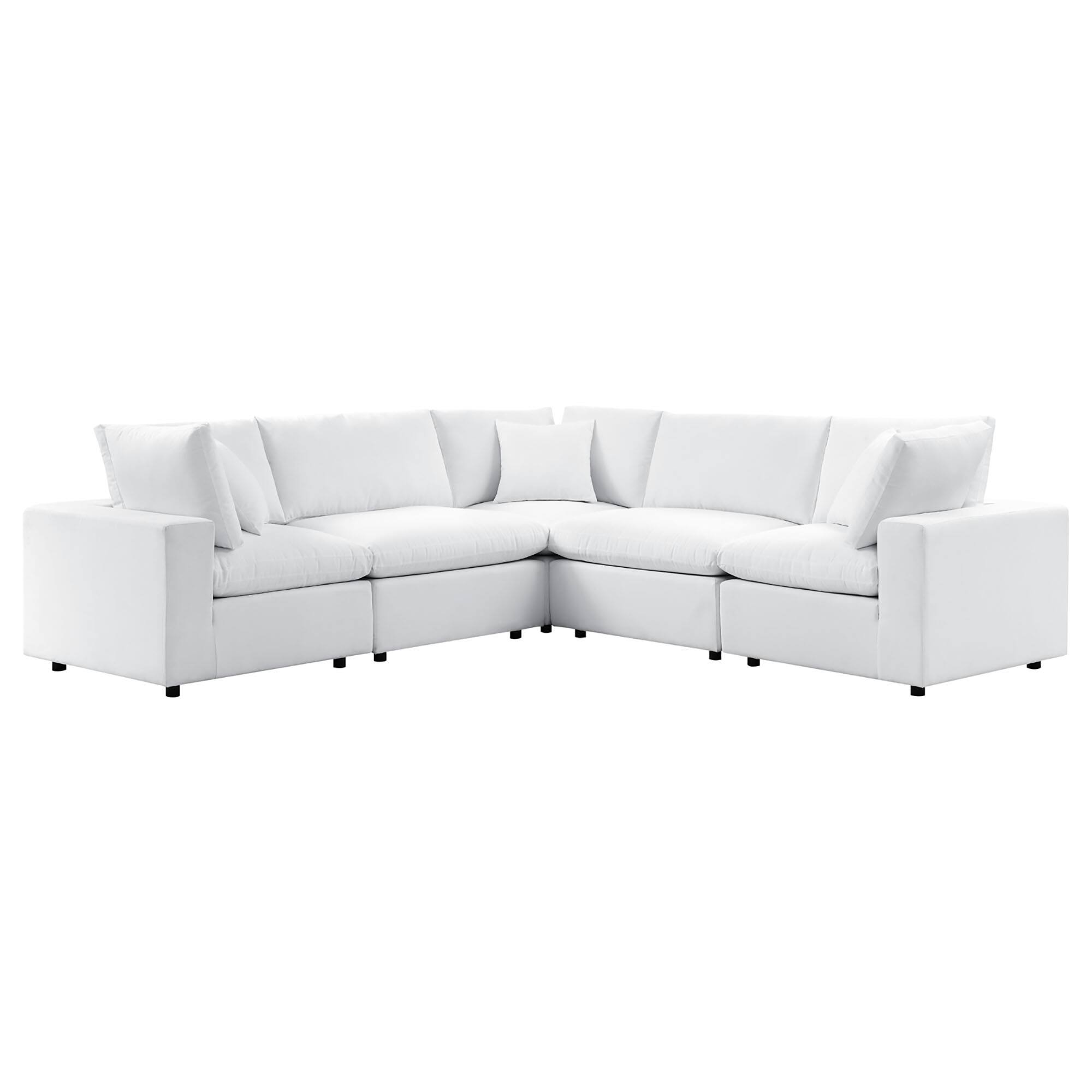 Angle. Modway - Commix 5-Piece Sunbrella® Outdoor Patio Sectional Sofa by Modway - White.