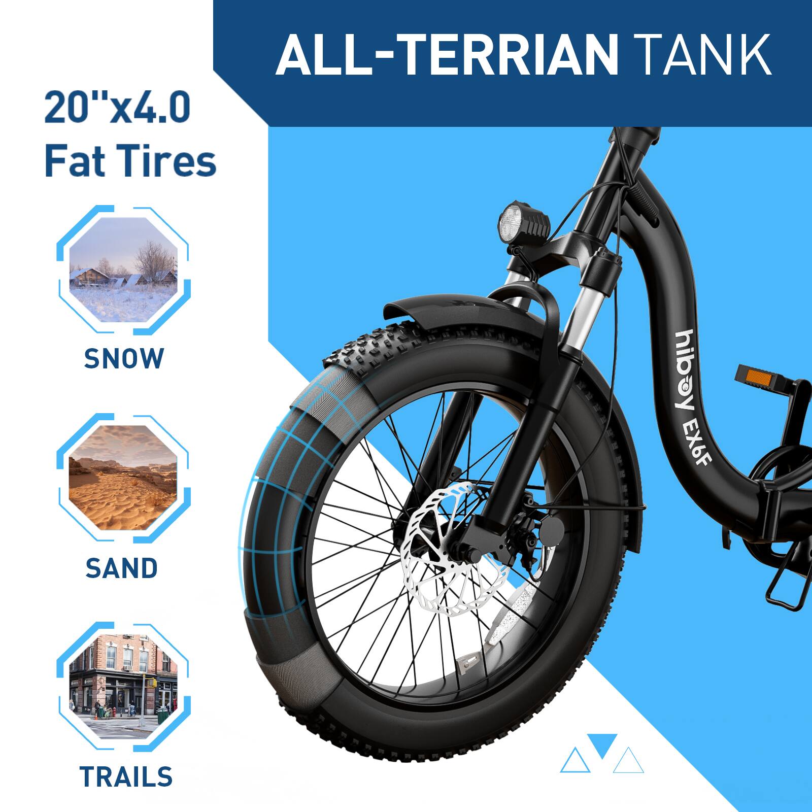 ALL-TERRIAN TANK 20"x4.0 Fat Tires SNOW hibay EX6F SAND TRAILS