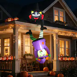 Costway - 6.2 FT Halloween Blow Up Decorations with LED Lights, Weather-resistant for Party - Black + Green + Purple