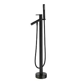 Boyel Living - Single Handle Floor Mount Freestanding Tub Faucet Tub Filler Faucet with Hand Shower - Matte Black