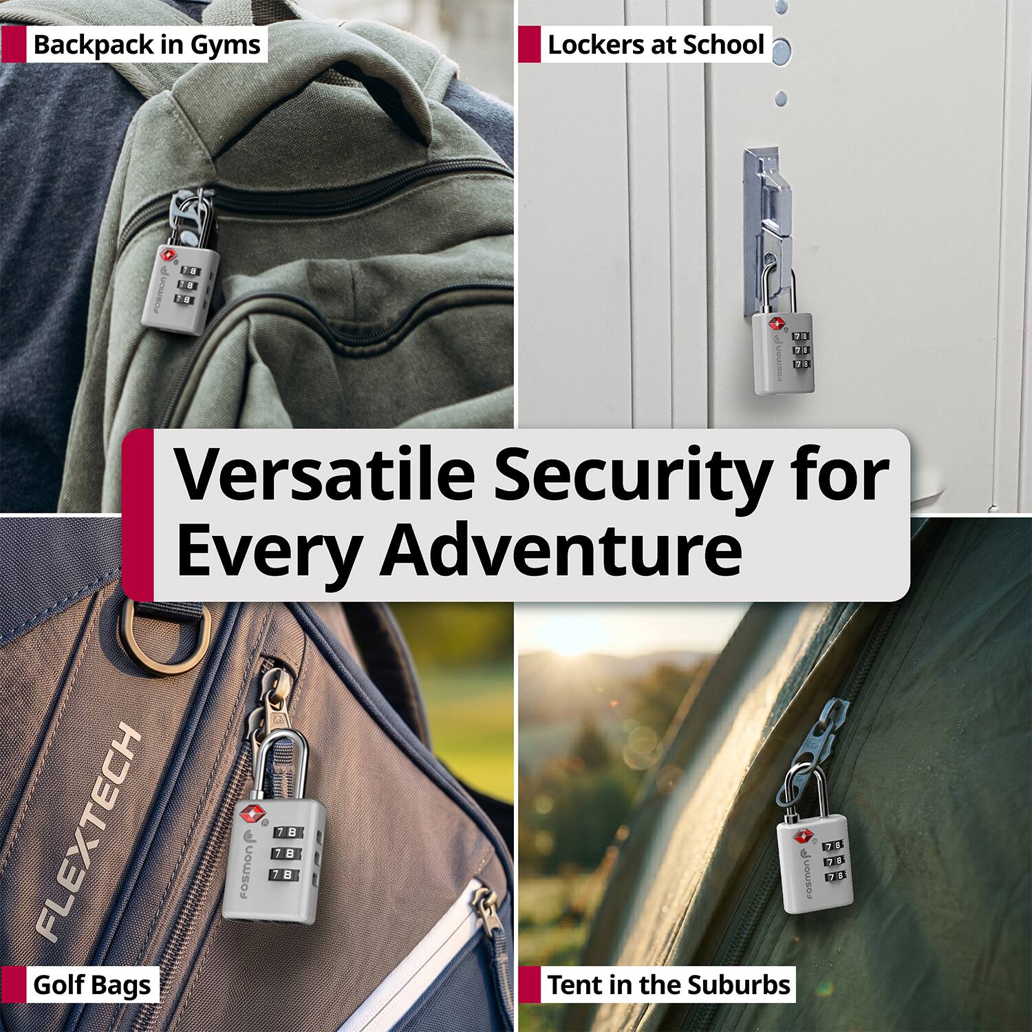Backpack in Gyms  
Lockers at School  
Versatile Security for Every Adventure  
Golf Bags  
Tent in the Suburbs