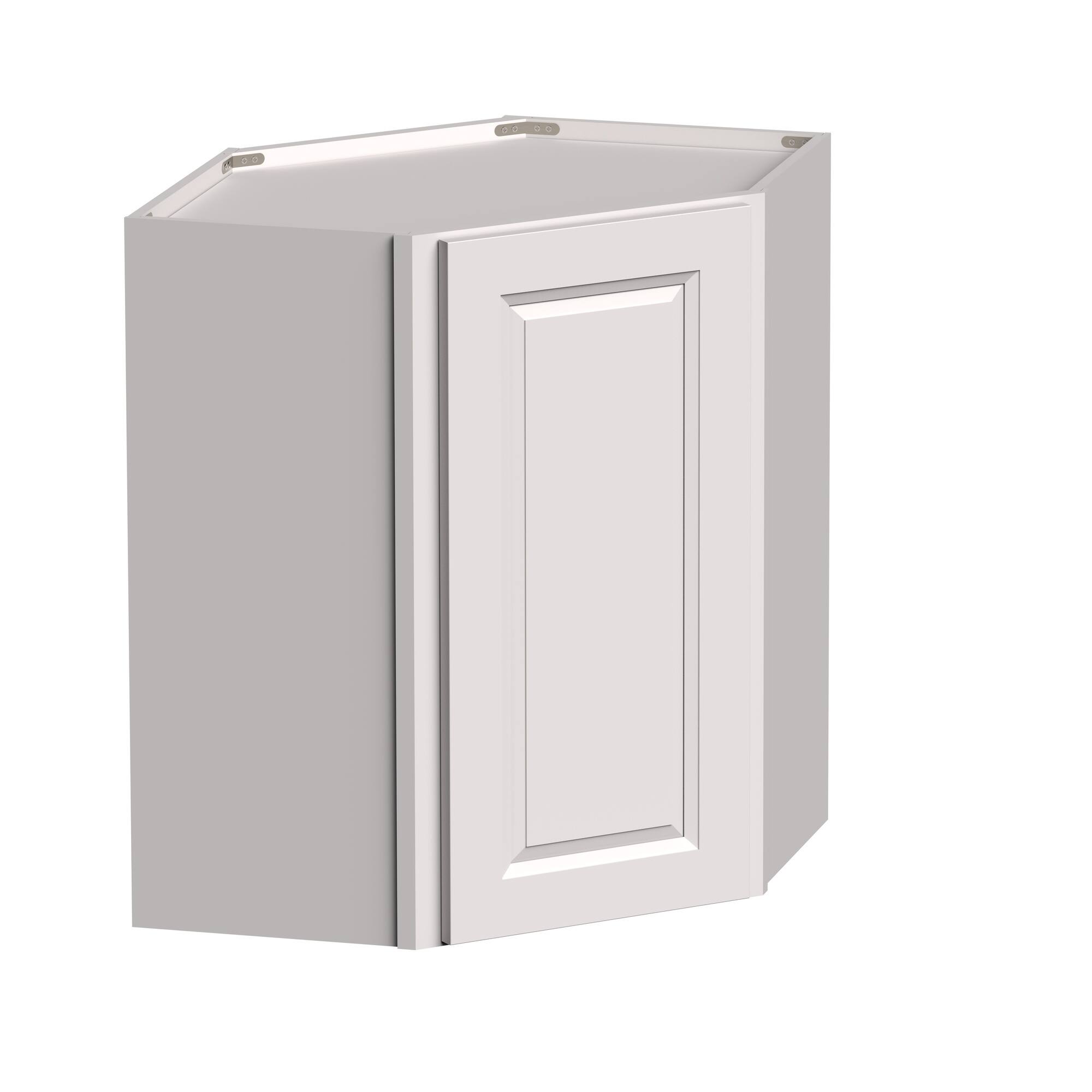 Angle. Boyel Living - 24-in W x 30-in H x 12-in D Shaker Diagonal Corner Kitchen Wall Cabinet with Soft-Close Door - Glacier White.
