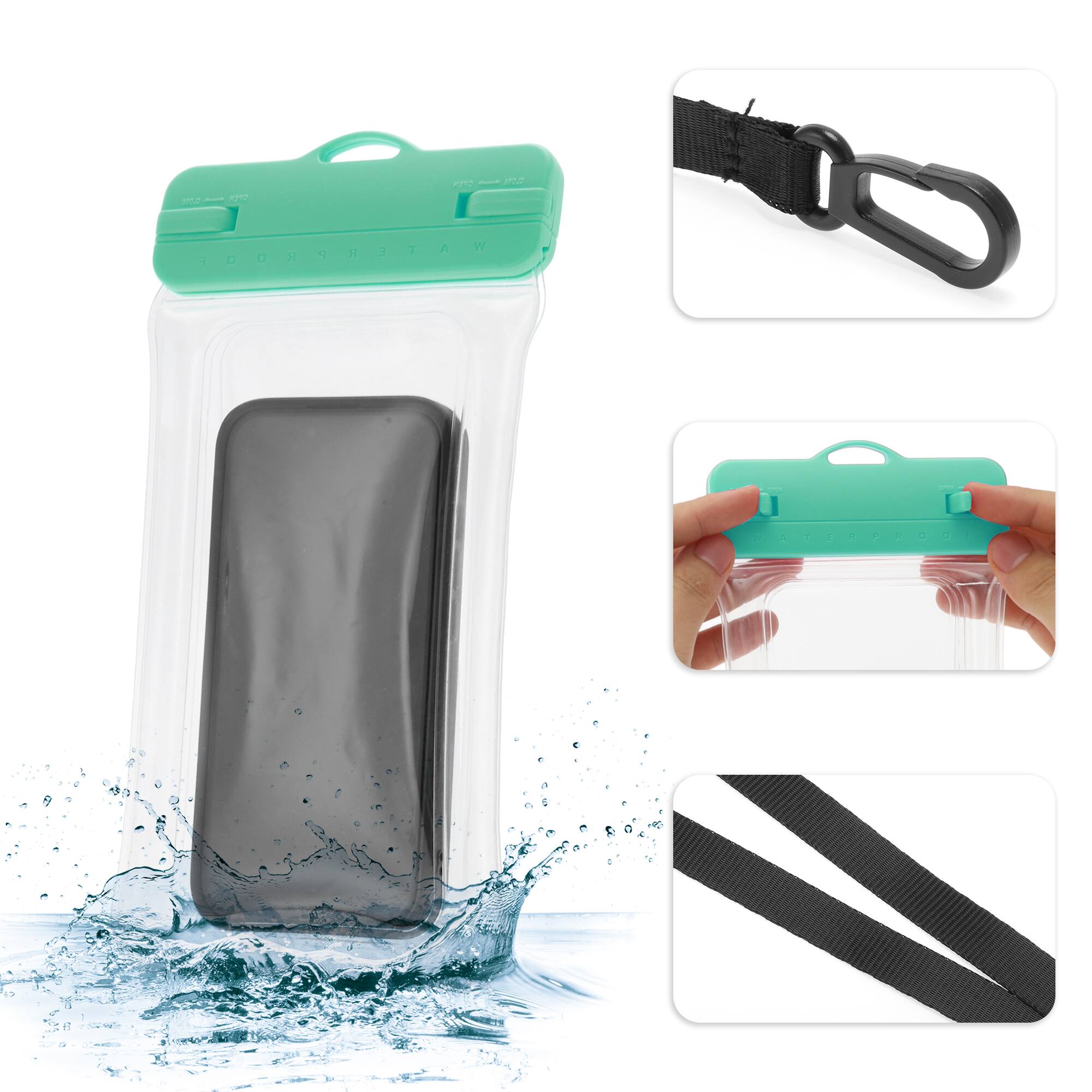 Alt View 2. Unique Bargains - 2pcs Inflatable Mobile Waterproof Bag Universal Waterproof Case Compatible for Phone 4.92"x9.65" - Green.