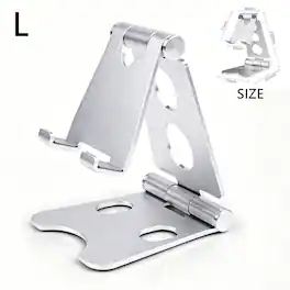 Dteck - Adjustable Foldable Aluminum Alloy Phone Stand for Samsung / iPhone /Google /Universal Phones for Home Office Use - Large-Silver