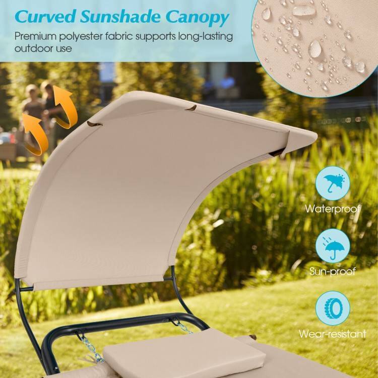 Curved Sunshade Canopy  
Premium polyester fabric supports long-lasting outdoor use  

- Waterproof  
- Sun-proof  
- Wear-resistant
