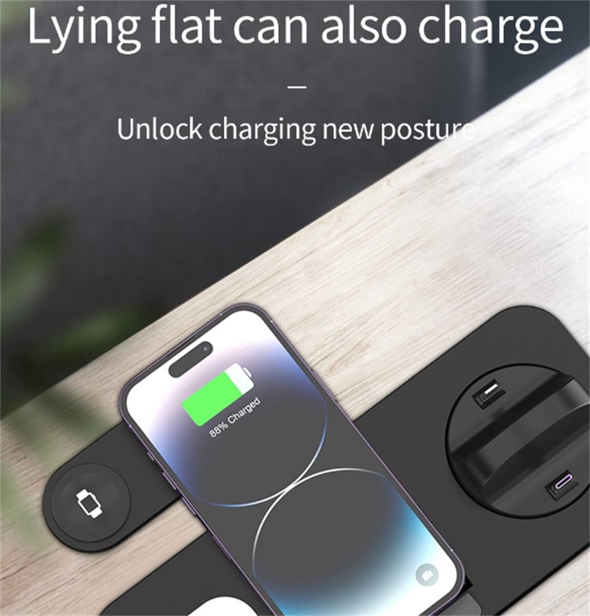 Lying flat can also charge  
Unlock charging new posture  
88% Charged
