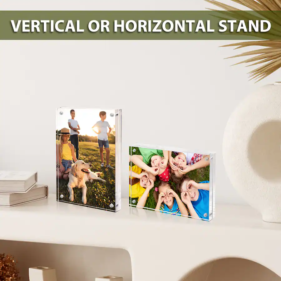 Display Frame Options BP4U 8.5x11 Inch Tabletop Acrylic Picture Frame, 12+12MM Double Sided ...