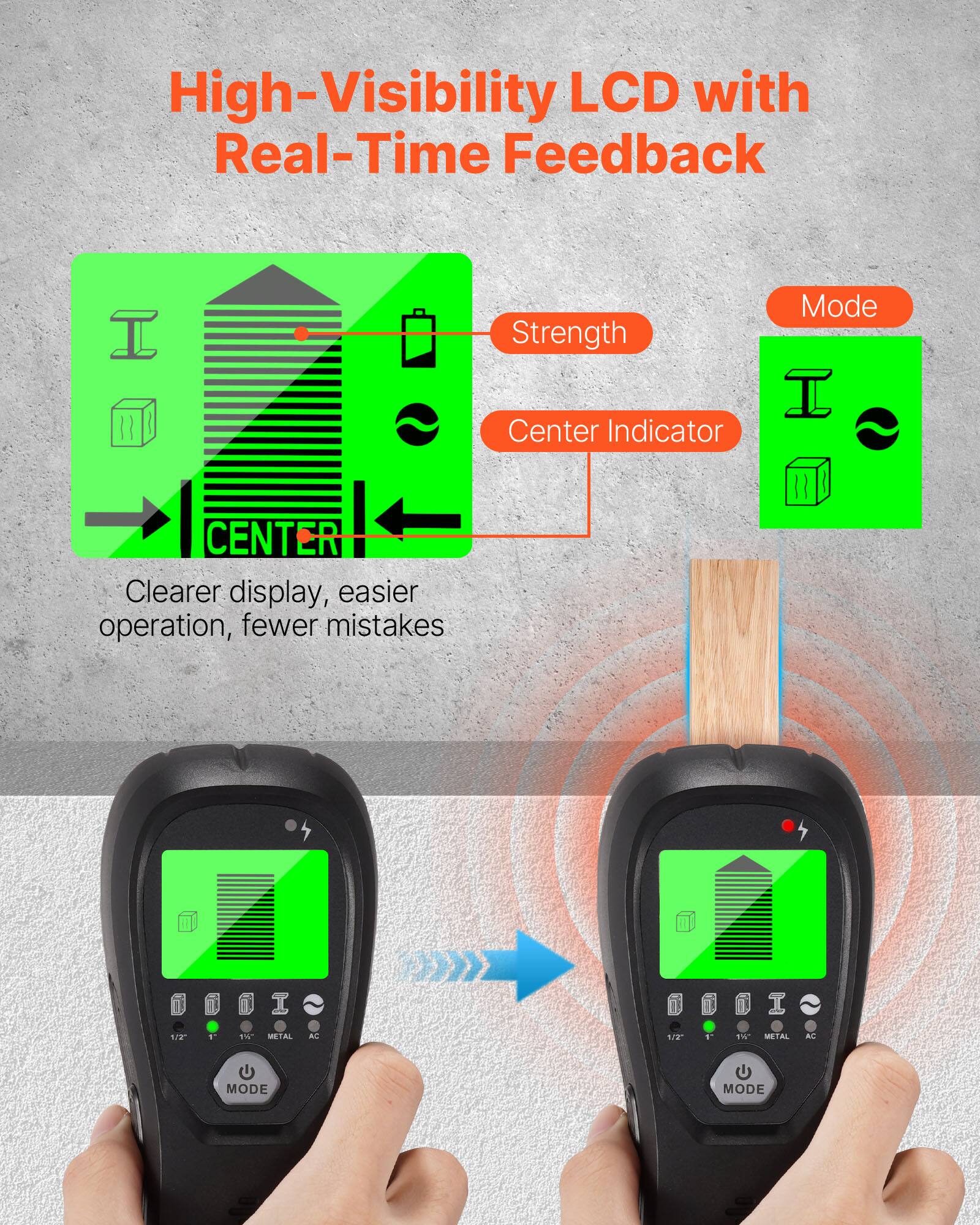 High-Visibility LCD with Real-Time Feedback

Strength Mode Center Indicator

Clearer display, easier operation, fewer mistakes

122 1% METAL AL 12 1 TW of METAL AL MODE MODE