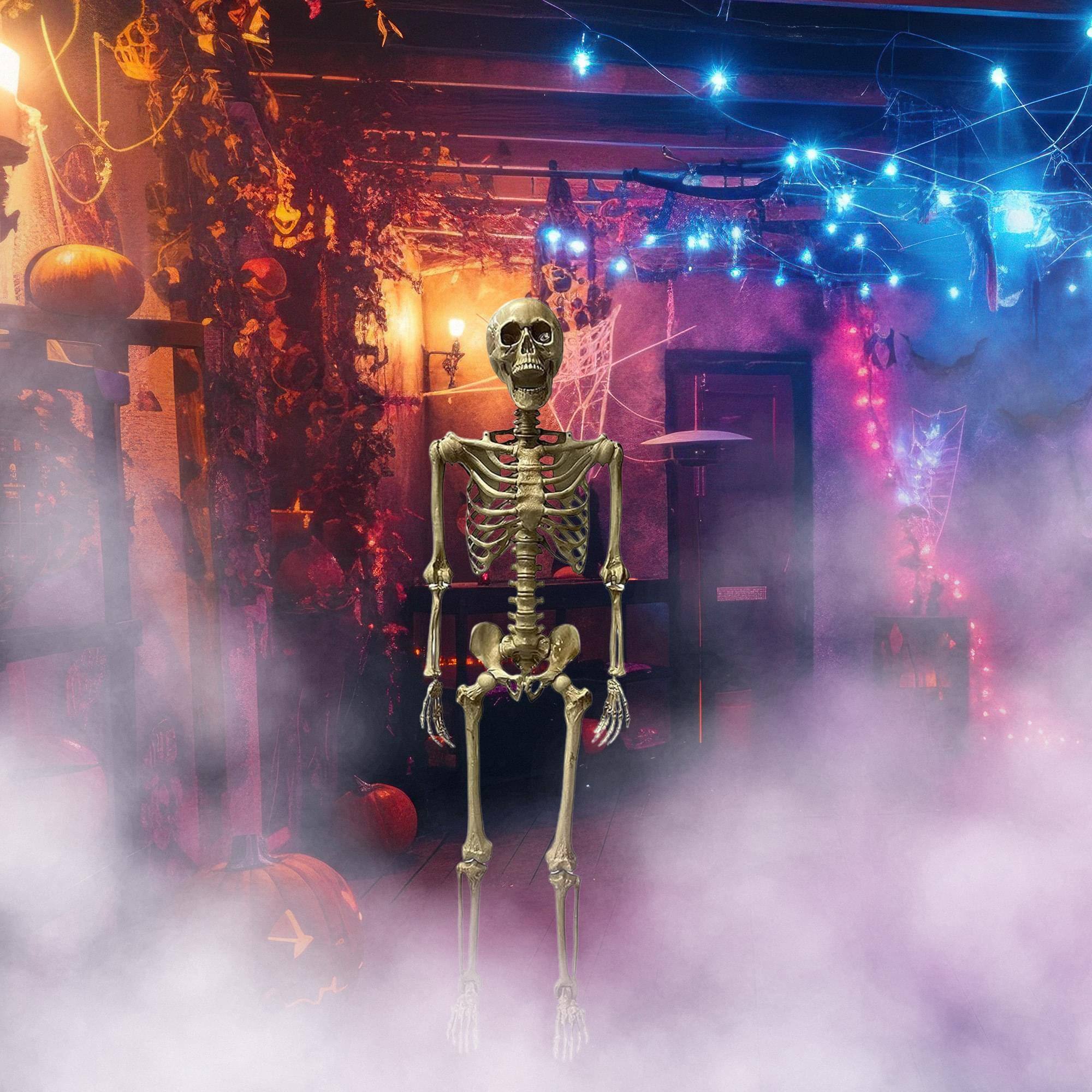 Alt View 1. Studio Halloween - Deluxe 5 Foot Poseable Skeleton Halloween Decoration - White.
