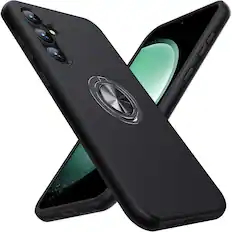 Front. Entronix - Entronix Case Compatible with Galaxy S25 FE - 360º Circular Ring Gripstand - Black.
