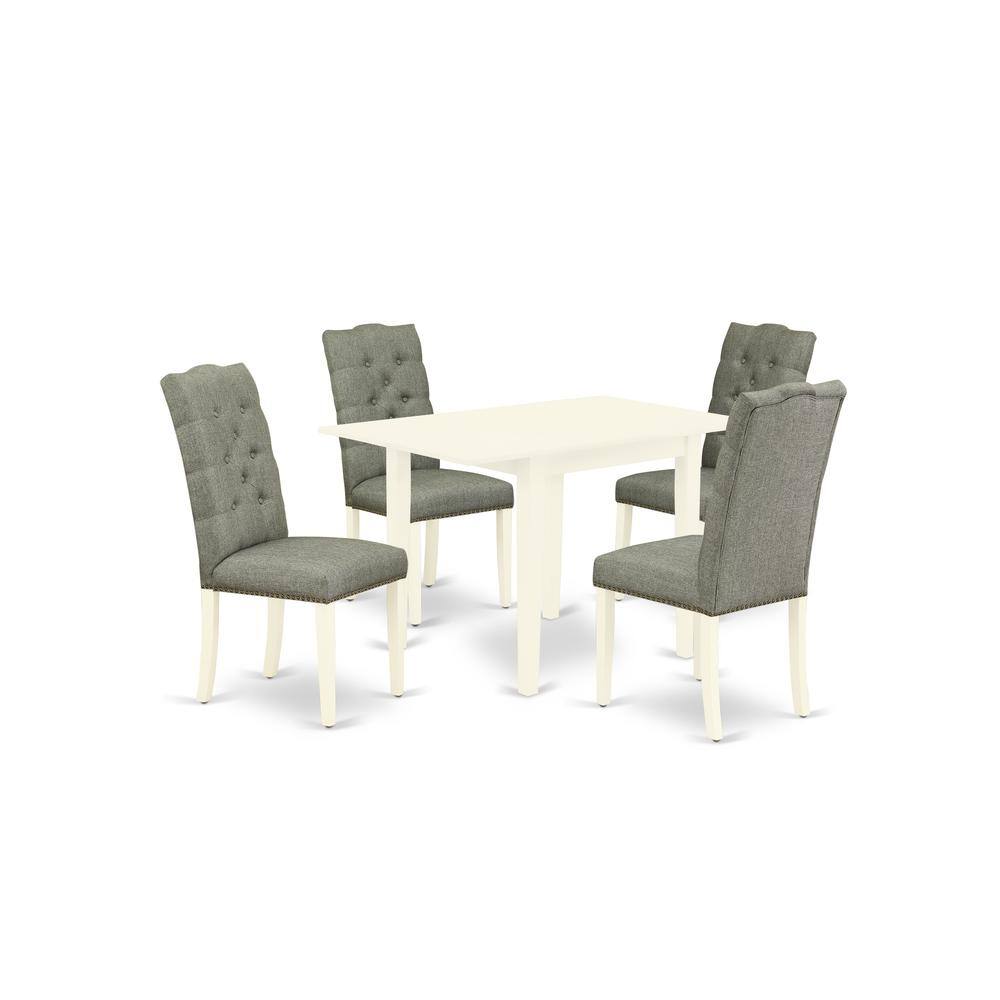 Left. East West Furniture - Dining Room Set Linen White - Brown.