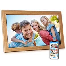 Front. Sungale - 21in Cloud Frame- Easy PhotoShare APP- 20GB Cloud Storage, Auto-Rotate - Light Brown.