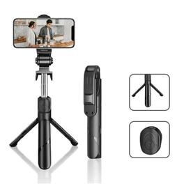 Stock Preferred - High Low Retractable Selfie Tripod with Bluetooth Remote - Black