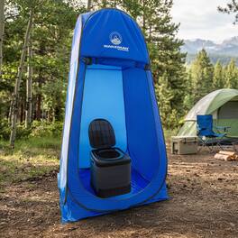 Wakeman Outdoors - Large Portable Toilet for Adults 400lb Capacity Portable Camping Toilet for Adults with Lid Folding Travel Potty for Car - Black