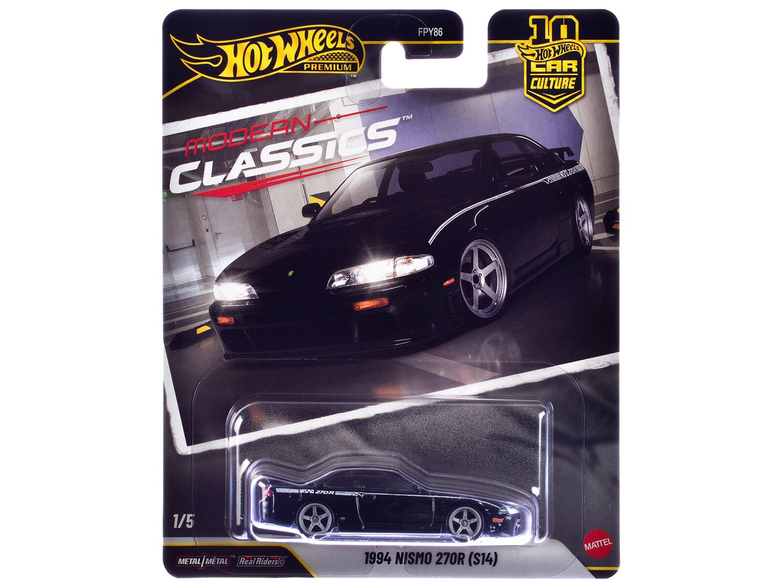 FPY86 Hot Wheels Premium TM TM Modern Classics 10 Hot Wheels Car Culture Mno EPOR 1/5 Metal Metal Real Riders' 1994 NISMO 270R (S14) Mattel