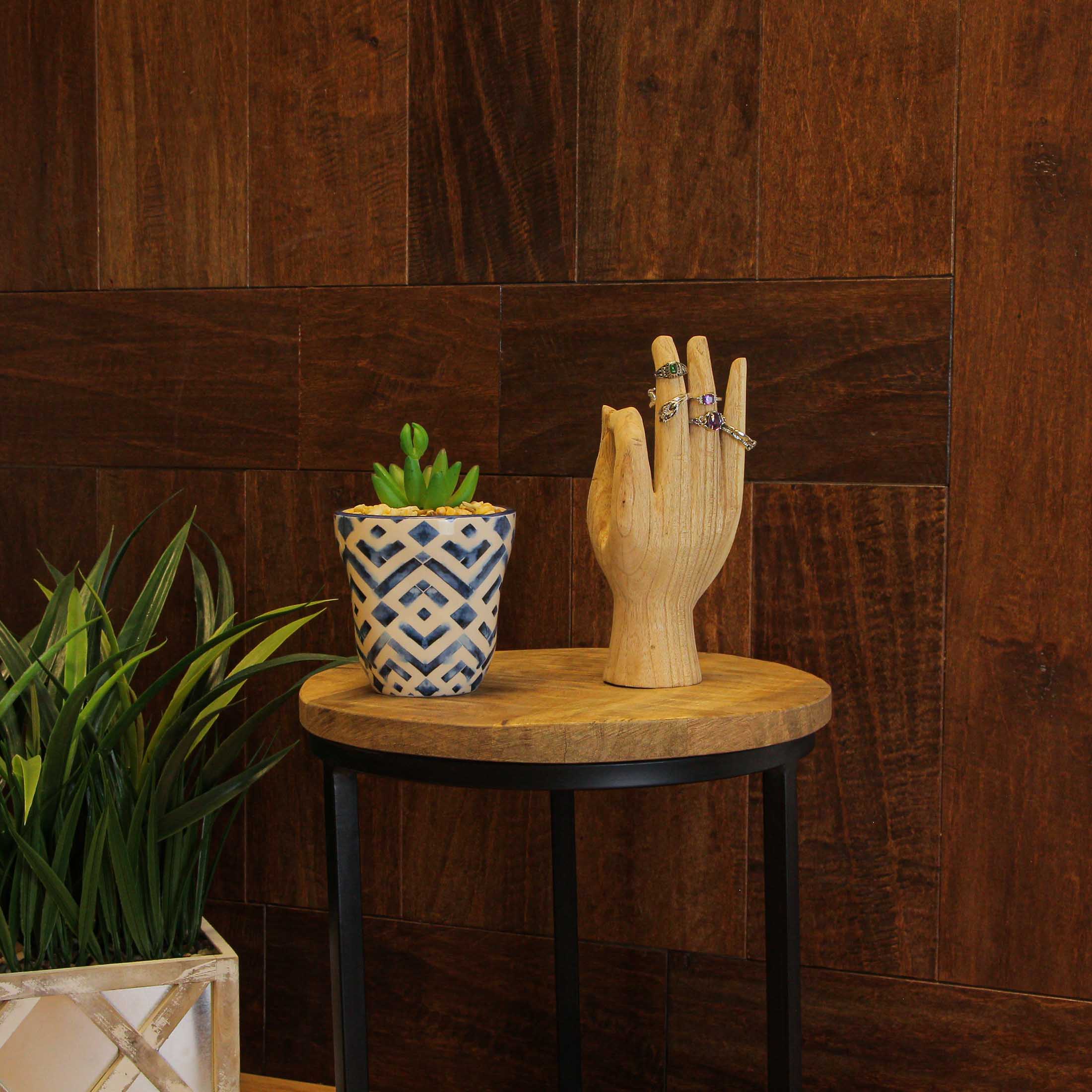 Alt View 3. Zeckos - Carved Wooden A-OK Hand Gesture Statue Natural Finish 8 Inches High - Brown.