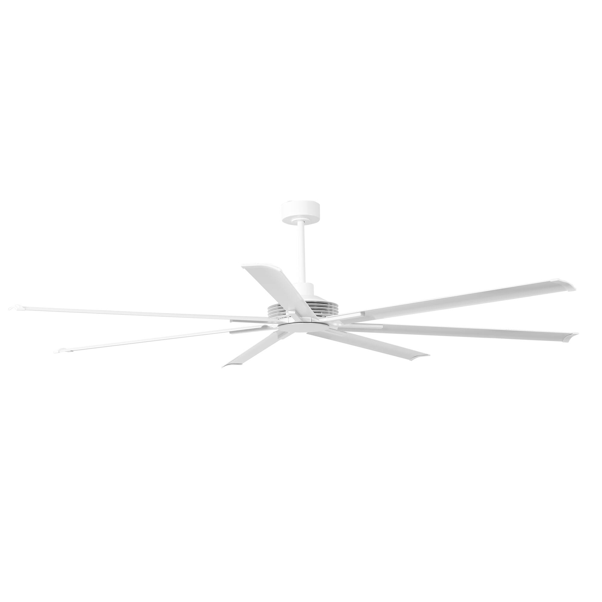 Alt View 1. Parrot Uncle - 84" Industrial Aluminum Warehouse Extra Large Ceiling Fan with Remote - White.