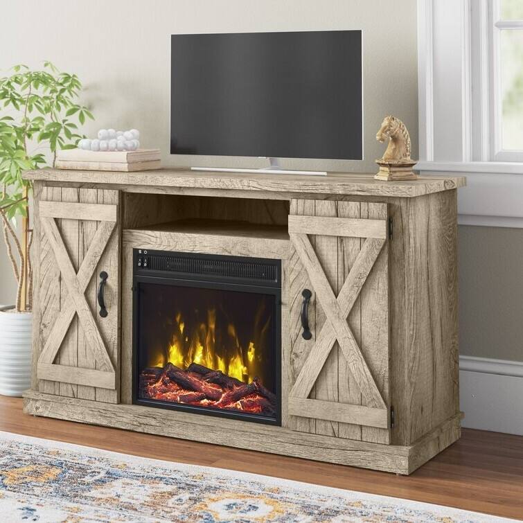 Left. Hivvago - Hivvago FarmHouse TV Entertainment Electric Fireplace - Brown.